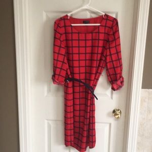 EUC The Limited red black belted shirt dress